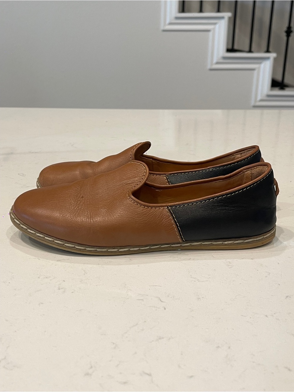 Charix Camel & Black Slip-On Shoes 40